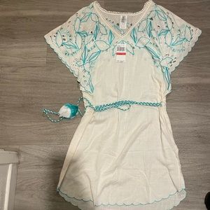 New TRINA TURK Lahaina Embroidered Tunic Dress Swimsuit Cover-Up XS/S